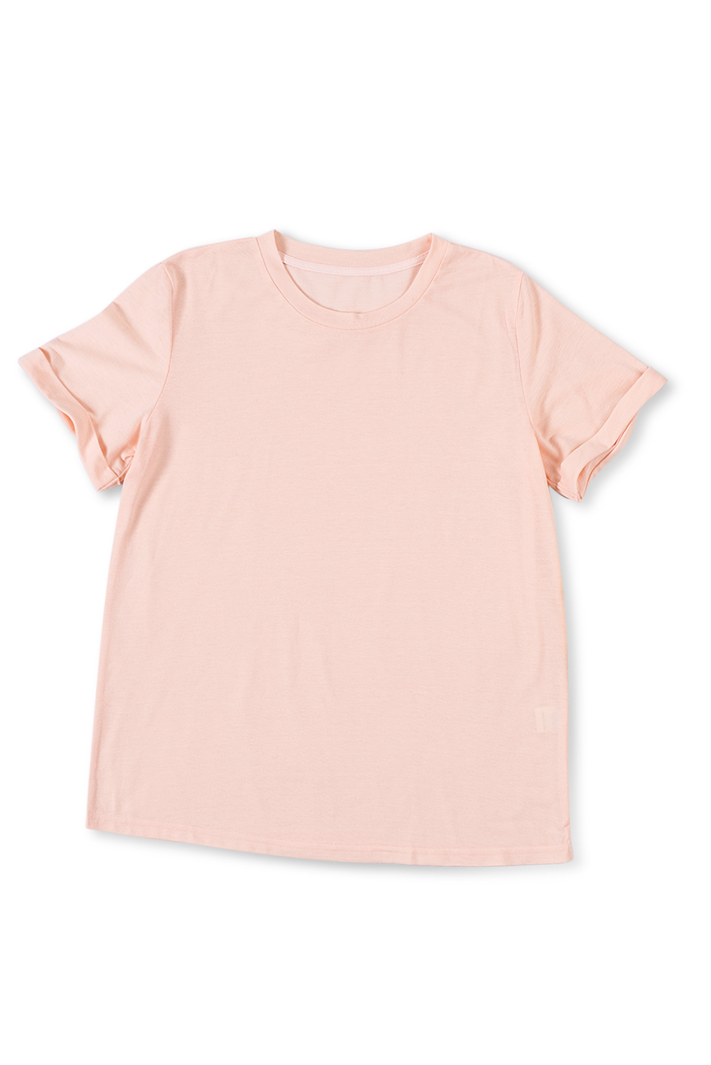 Blank T Shirt - Pink Casual Solid Color Crew Neck Tee Customized