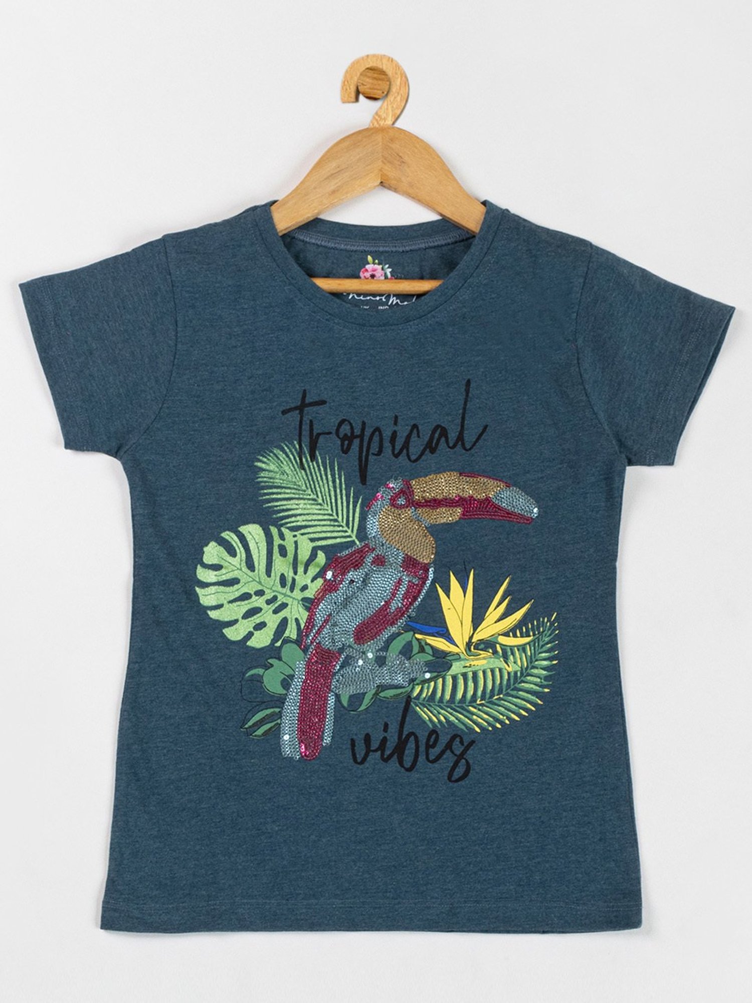 NINS MODA Kids Teal Embellished Top