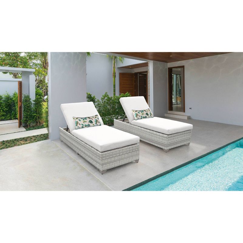 Fairmont 2pk Patio Chaise Lounges - White - TK Classics