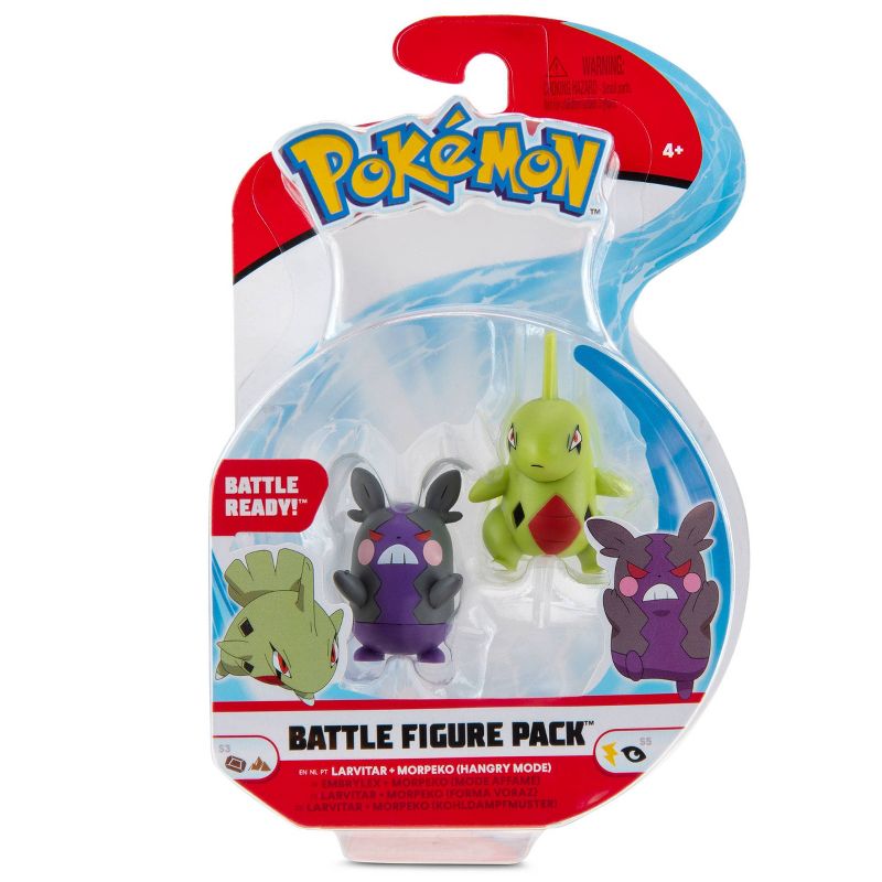 Pokemon Battle Figures Larvitar & Hangry Morpeko 2pk