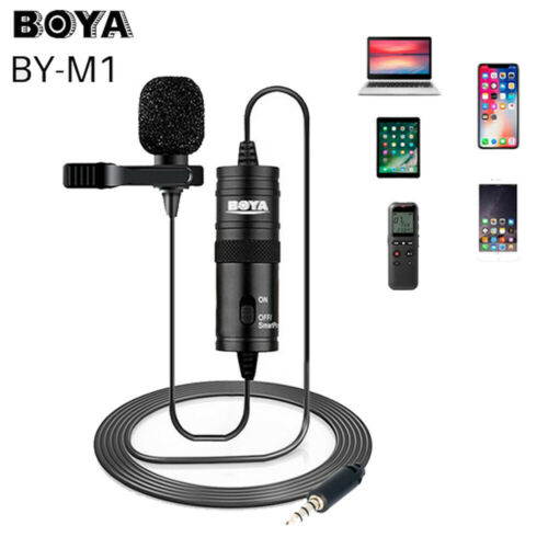 BOYA by-M1 3.5MM Lavalier Microphone for iPhone  for Smartphones Mobile Phone DSLR Cameras PC Interviewing Vlogging Livestreaming Vocal Recording Studio Live Broadcast Studio Microphone 6M 236 inch