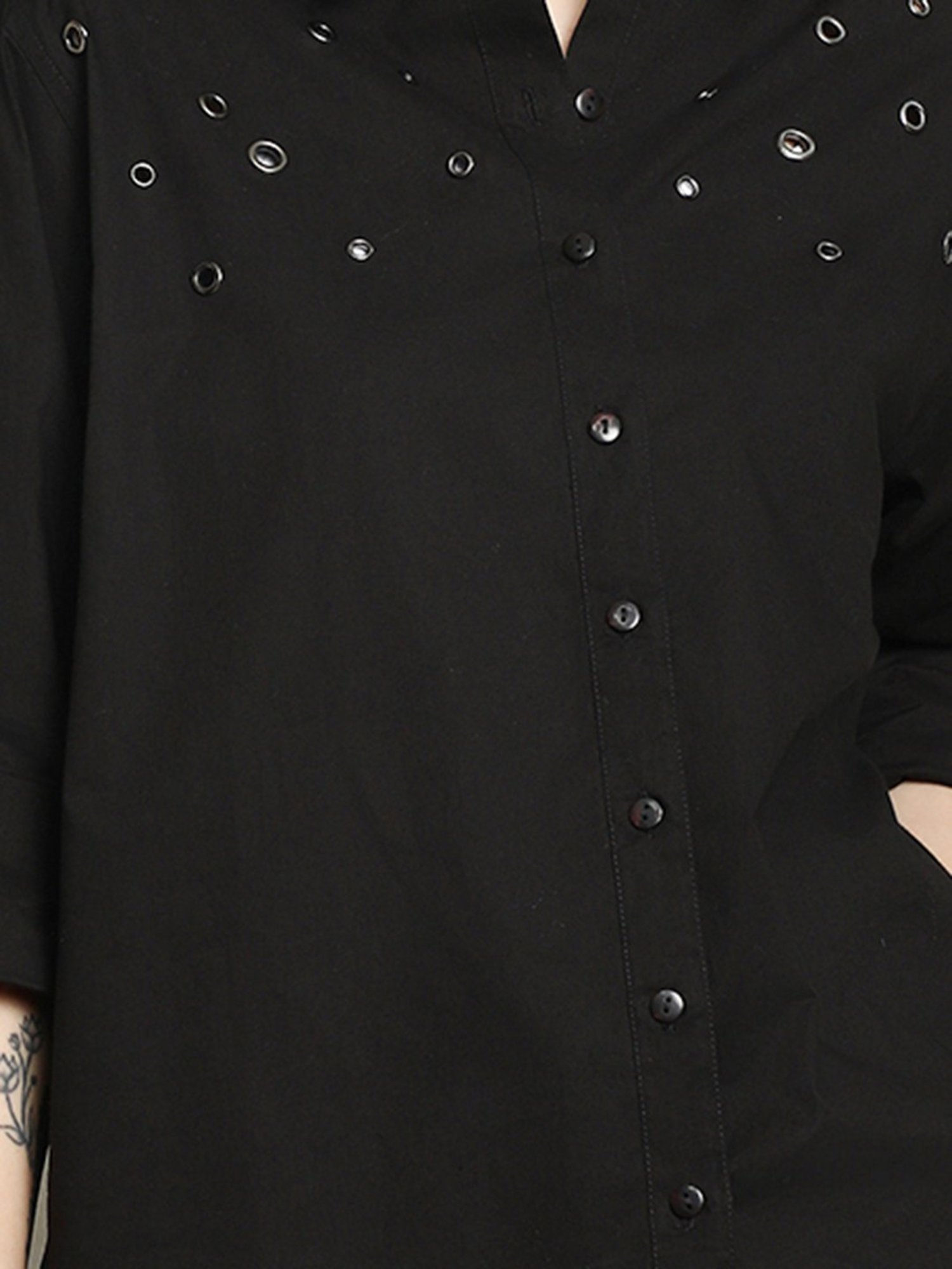 High Star Black Cotton Regular Fit Shirt