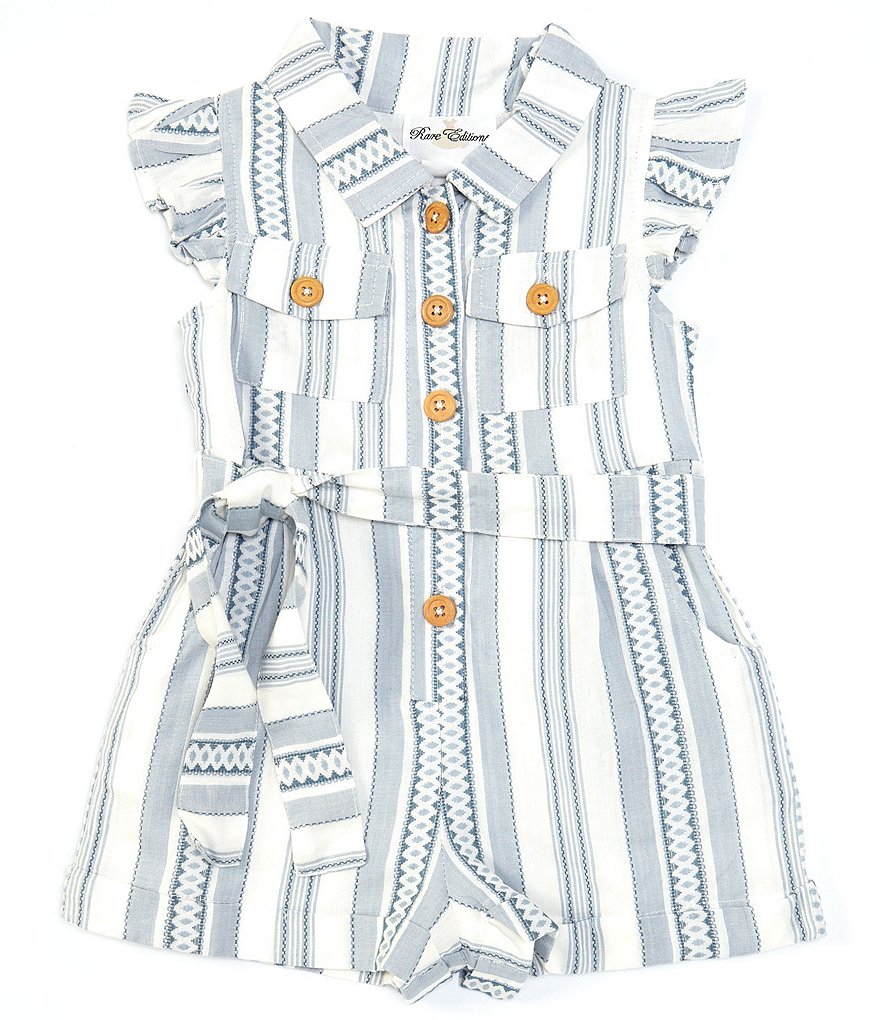 Rare Editions Little Girls 4-6X Yarn-Dye Stripe Romper