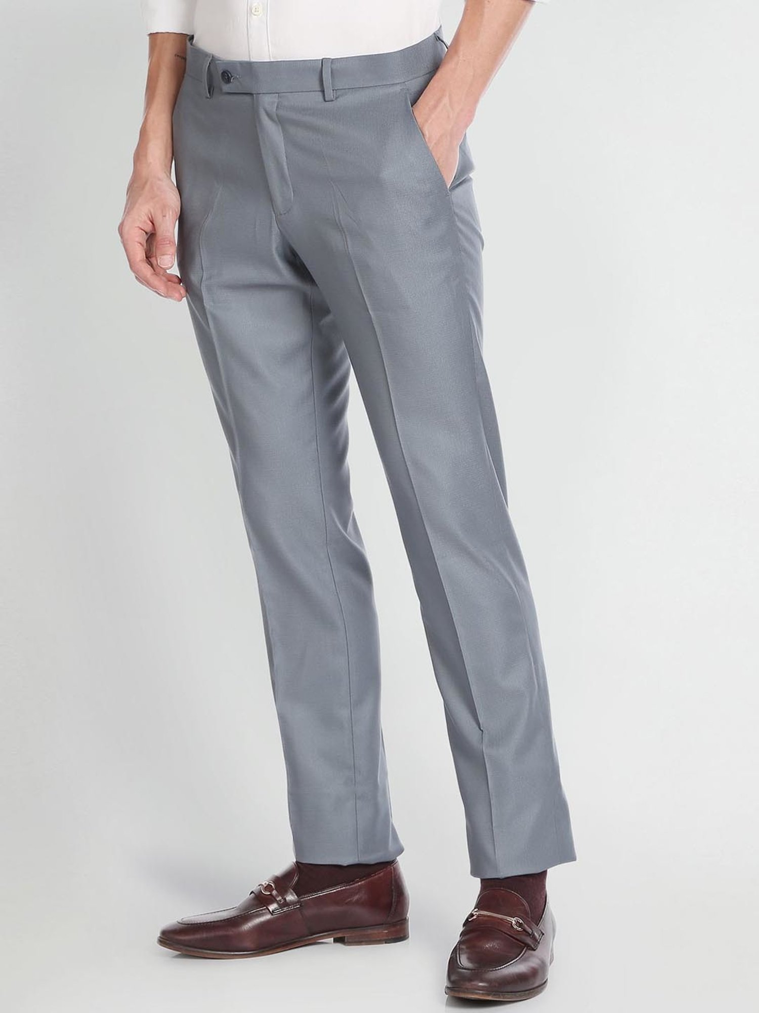 Arrow Light Blue Regular Fit Trousers