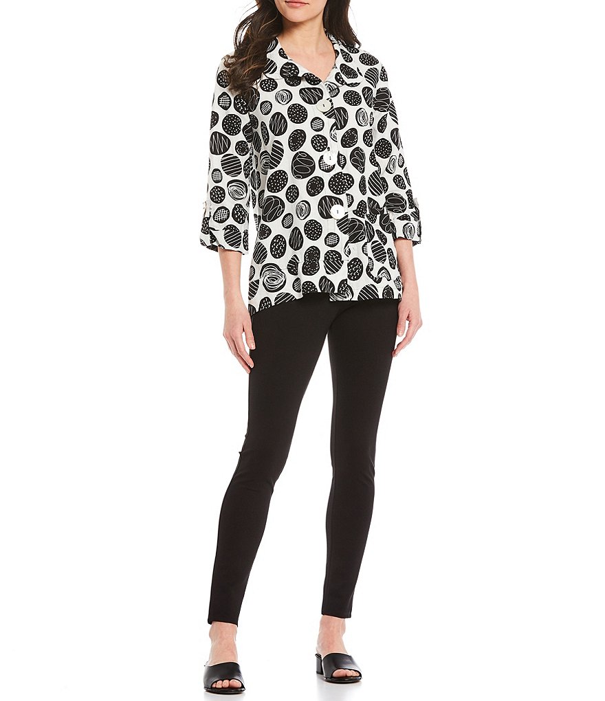 Ali Miles Large Button Front Linen Pocket Blouse