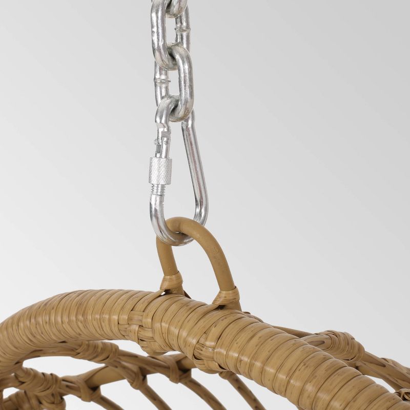 Crumpton Outdoor Wicker Hanging Chair with Stand - Brown/Beige - Christopher Knight Home