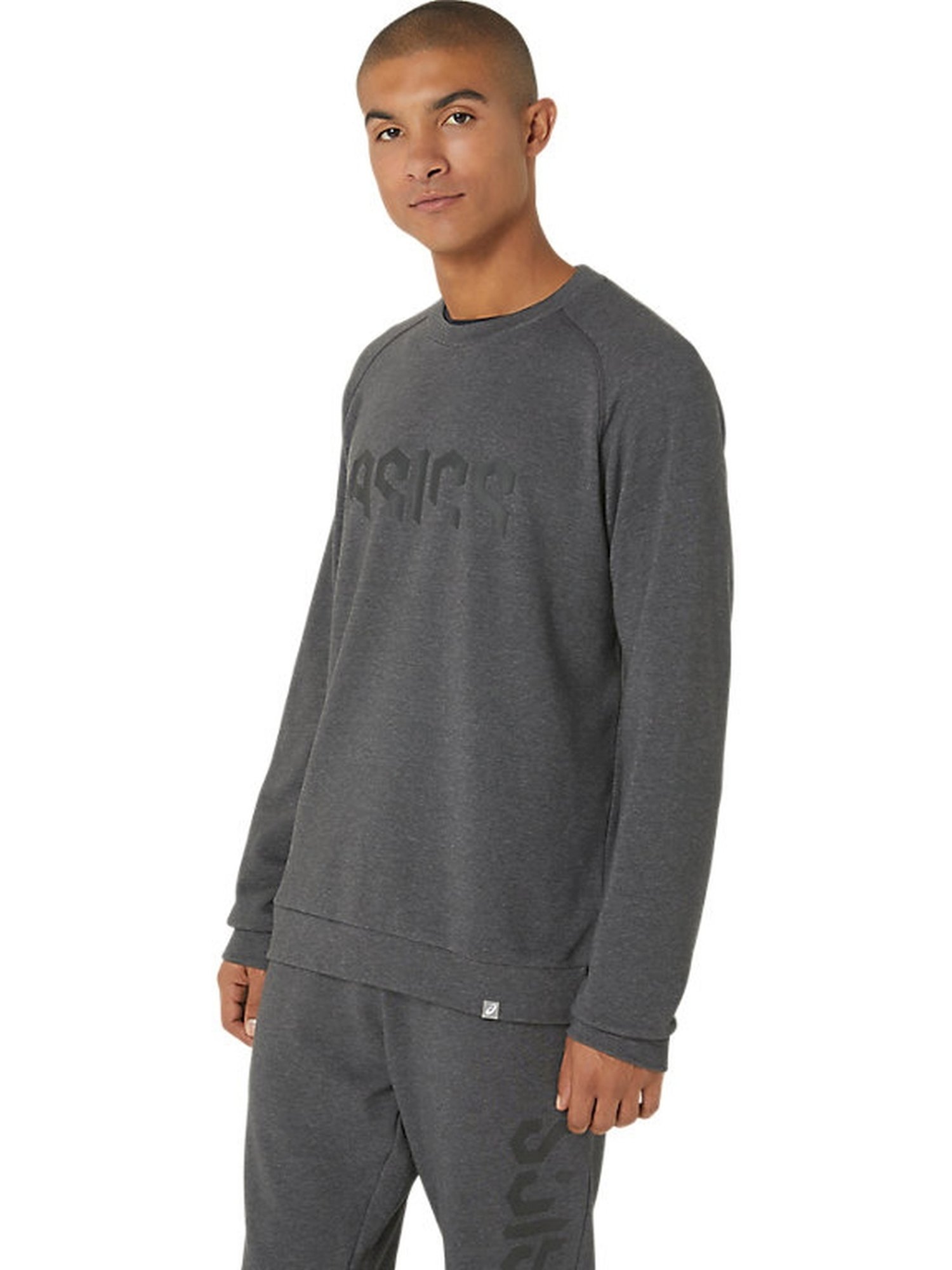 Asics Graphite Grey Heather Regular Fit Printed Sweatshirt