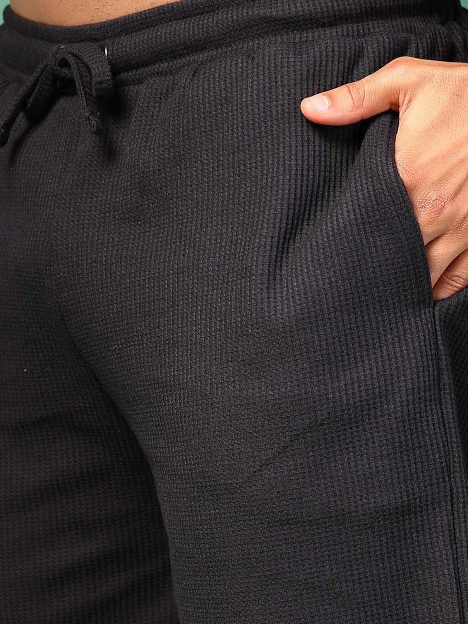 Rigo Black Slim Fit Textured T-Shirt & Shorts Set