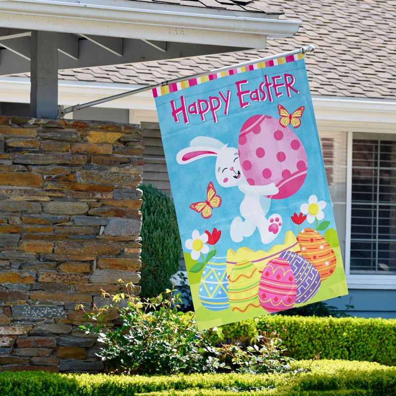 Northlight Happy Easter Bunny with Eggs Outdoor House Flag 28" x 40"