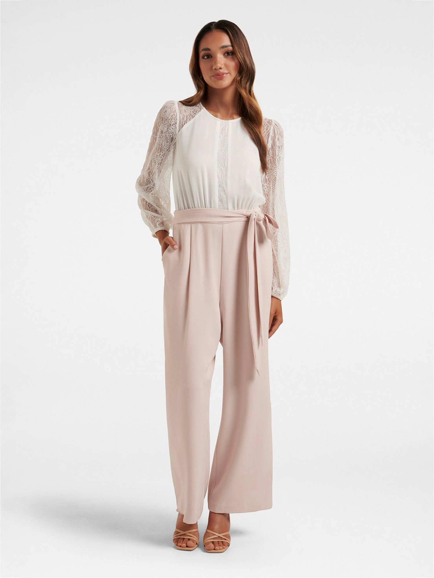 Forever New White & Peach Jumpsuit