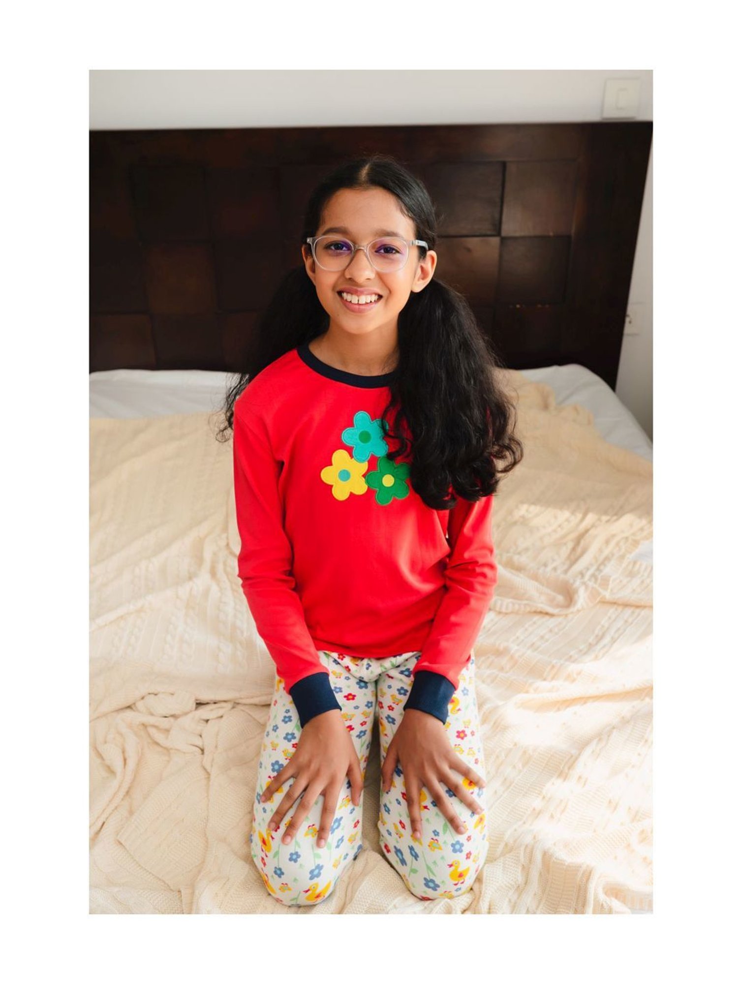 Greendigo Boys Red & White Applique Full Sleeves T-Shirt Set