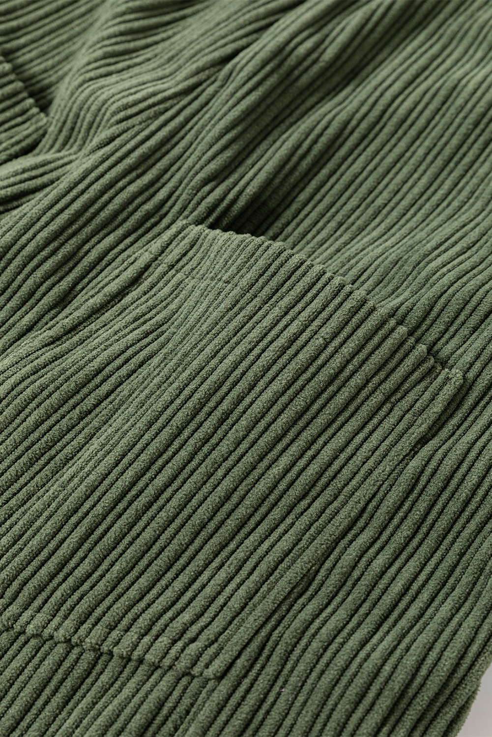 Jungle Green Plain Pocketed Loose Fit Corduroy Overalls