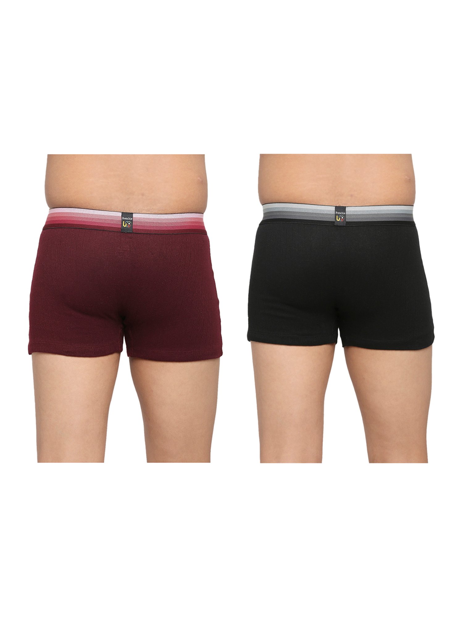 Frenchie Kids Black & Wine Solid Trunks (Pack Of 2)