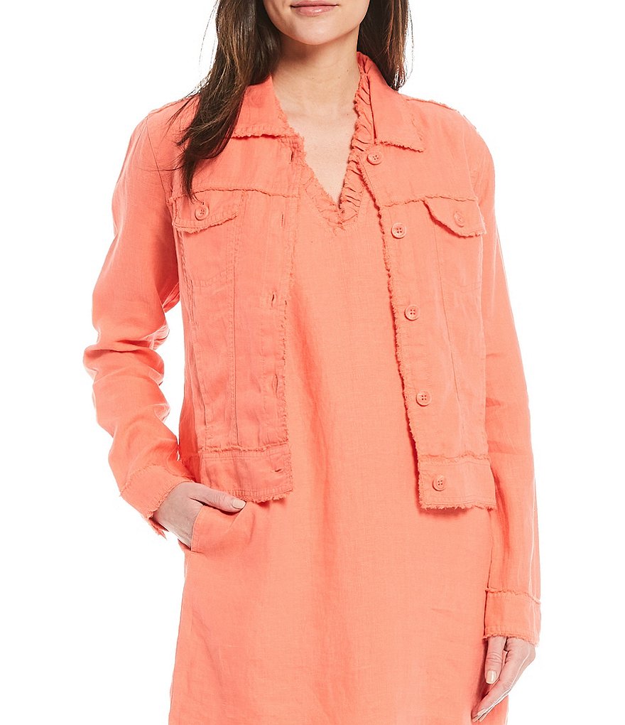 Tommy Bahama Two Palm Raw Edge Point Collar Button Front Jacket