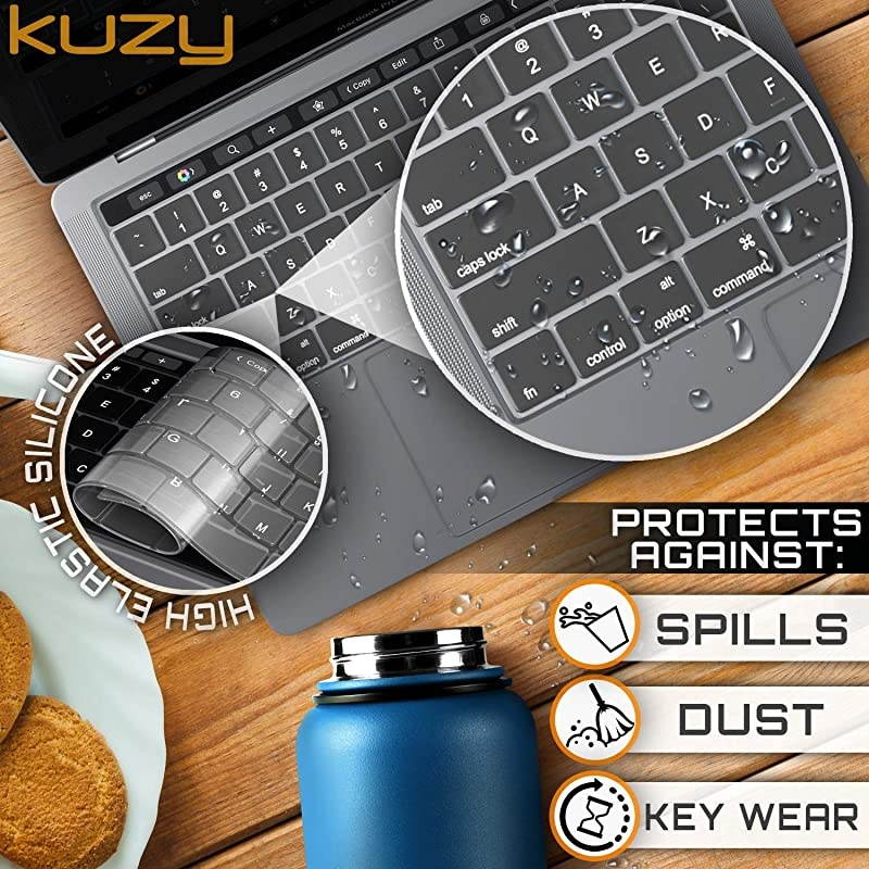 MacBook Pro Keyboard Cover with Touch Bar for 13 and 15 inch 2019 2018 2017 2016 Apple Model A2159 A1989 A1990 A1706 A1707 Silicone Skin Protector Transparent Clear
