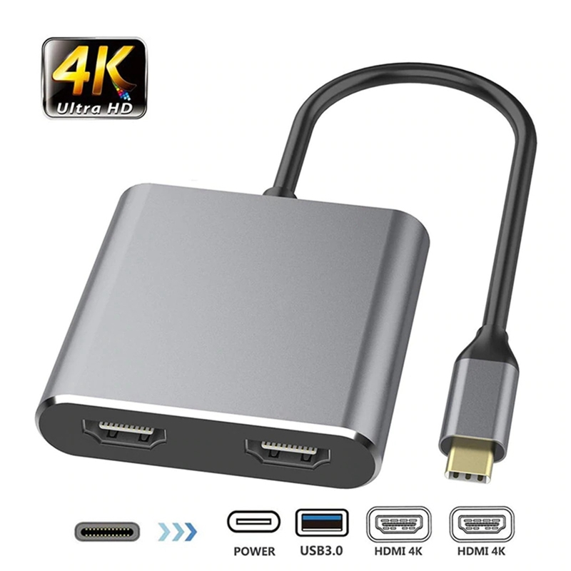 USB Type C Hub To Dual 4K HD H DMI USB 3.0 PD Charge Port USB-C Docking Station Adapter Support Dual-Screen Display For Ma CBook