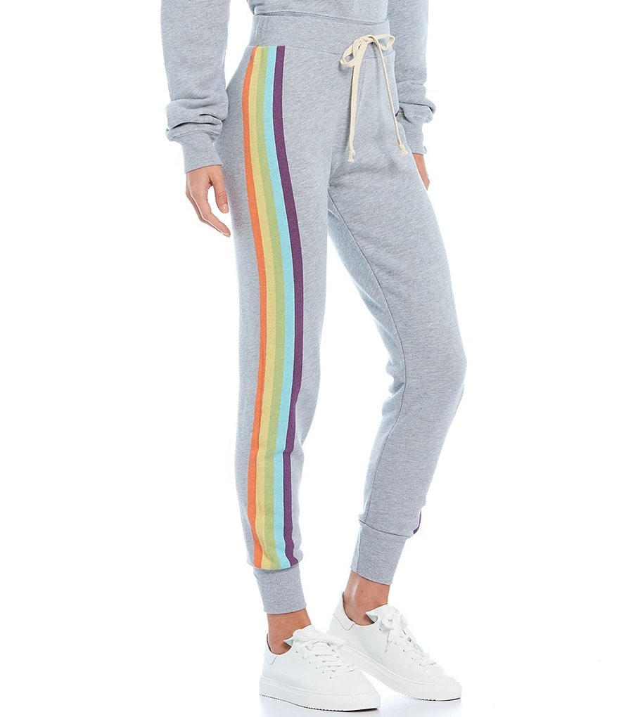WILDFOX Rainbow Stripe Drawstring Ankle Length Joggers