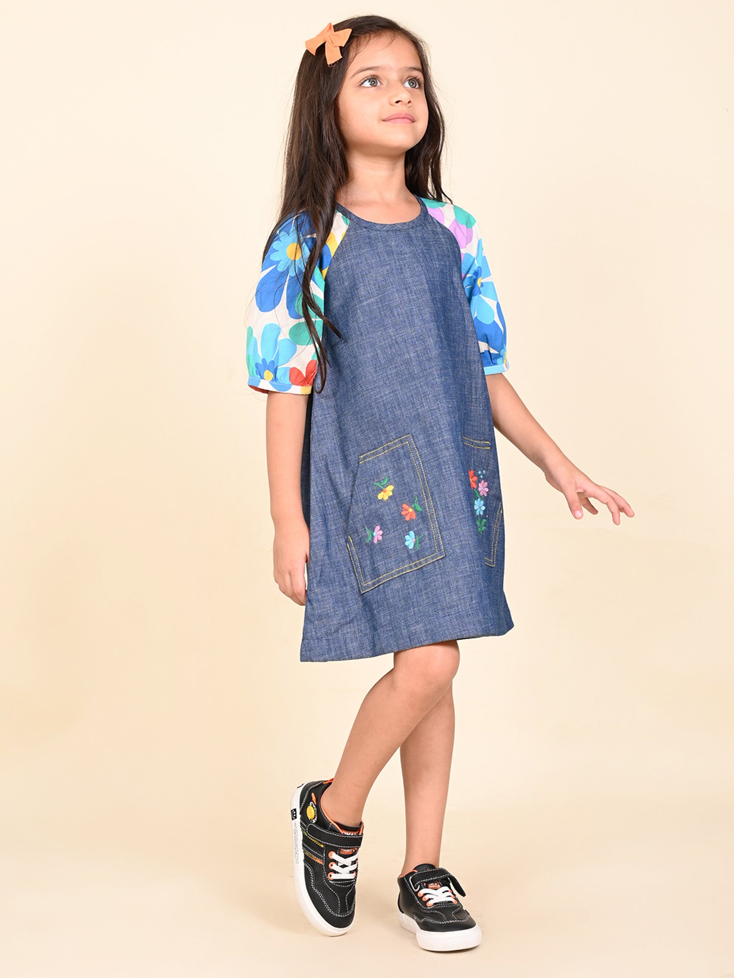 LilPicks Kids Blue Printed A Line Dress