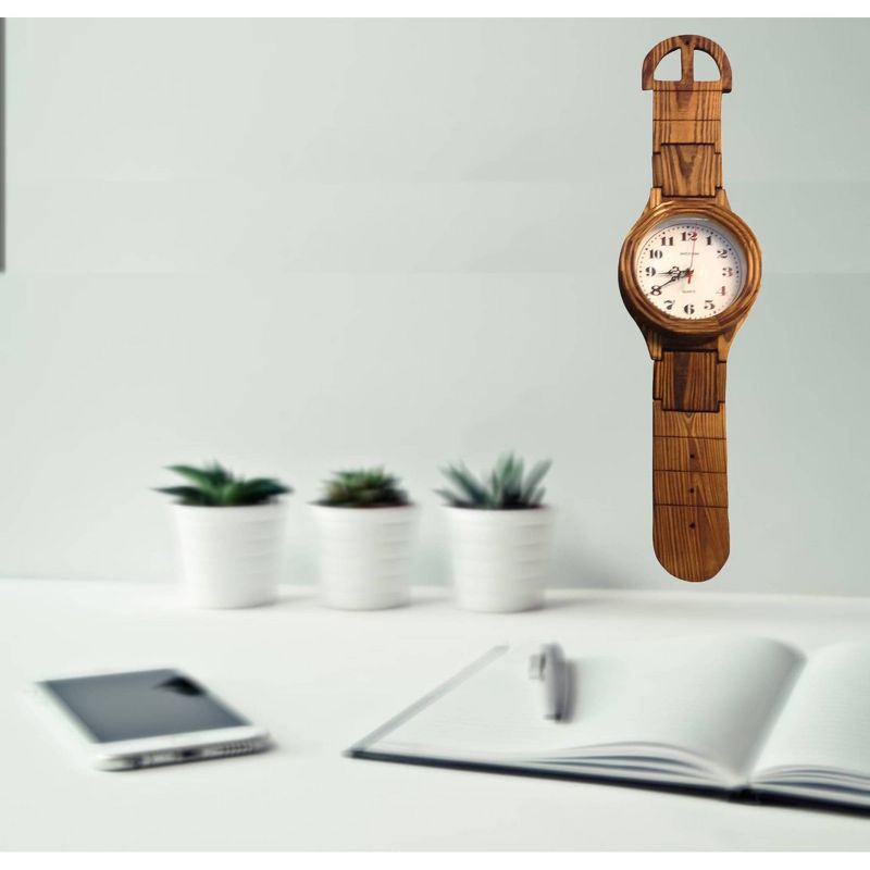Wrist Watch Shaped Wall Clock Oak Finish - Creative Motion Industries
