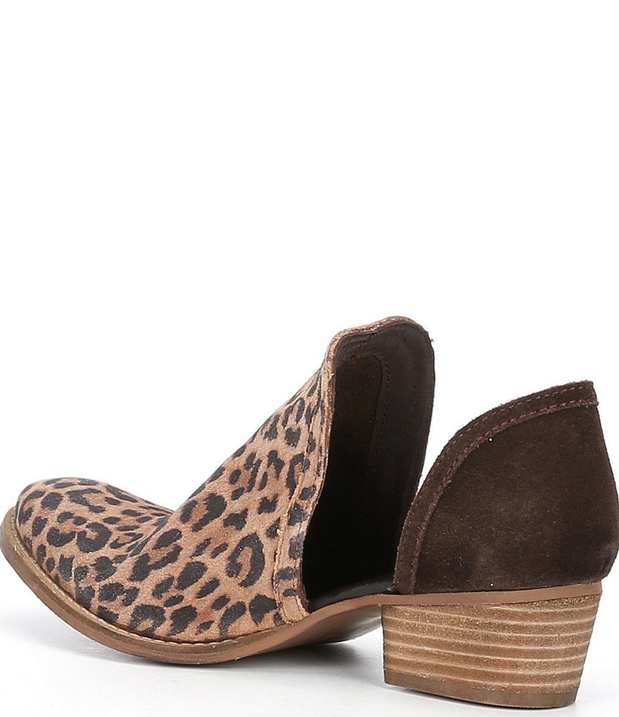 Diba True Shy Town Leopard-Print Suede Two-Piece Block Heel Booties