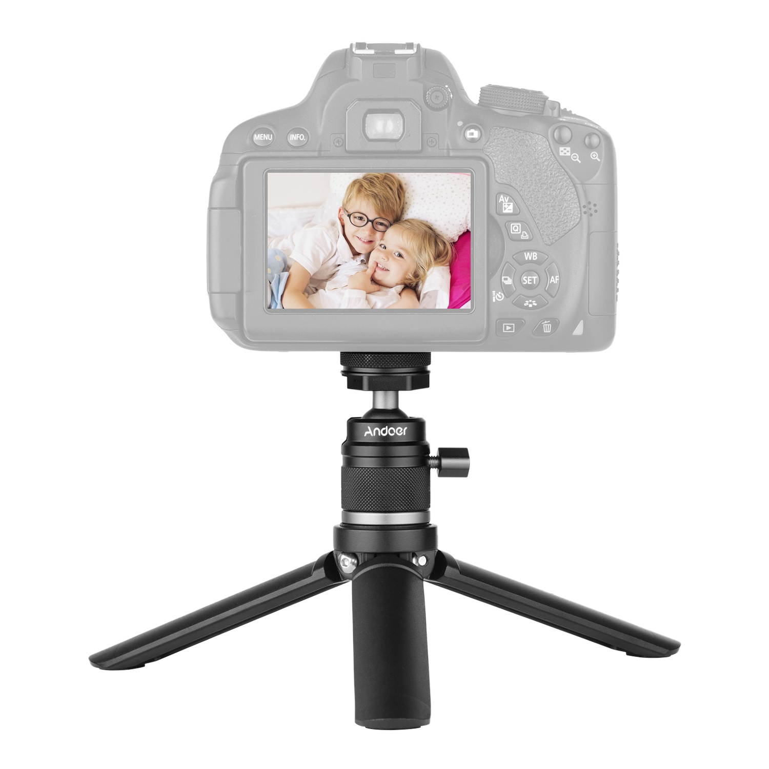 Andoer Mini Cold Shoe Ball Head Tripod with 1/4 Screw and Cold Shoe Dual Use Aluminum Alloy Compatible with DSLR SLR Action Camera Flash Light Phone Holder