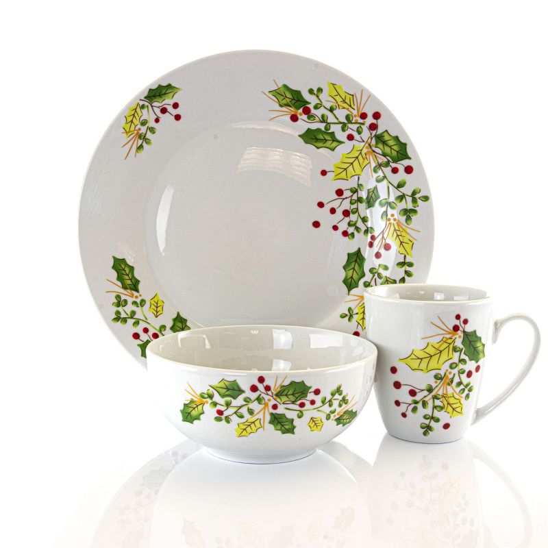 Vremi 16 Piece Multicolor Porcelain Dinnerware Set with 4 Dinner Plates, 4 Dessert Plates, 4 Salad/Soup Bowls, & 4 Coffee/Tea Mugs
