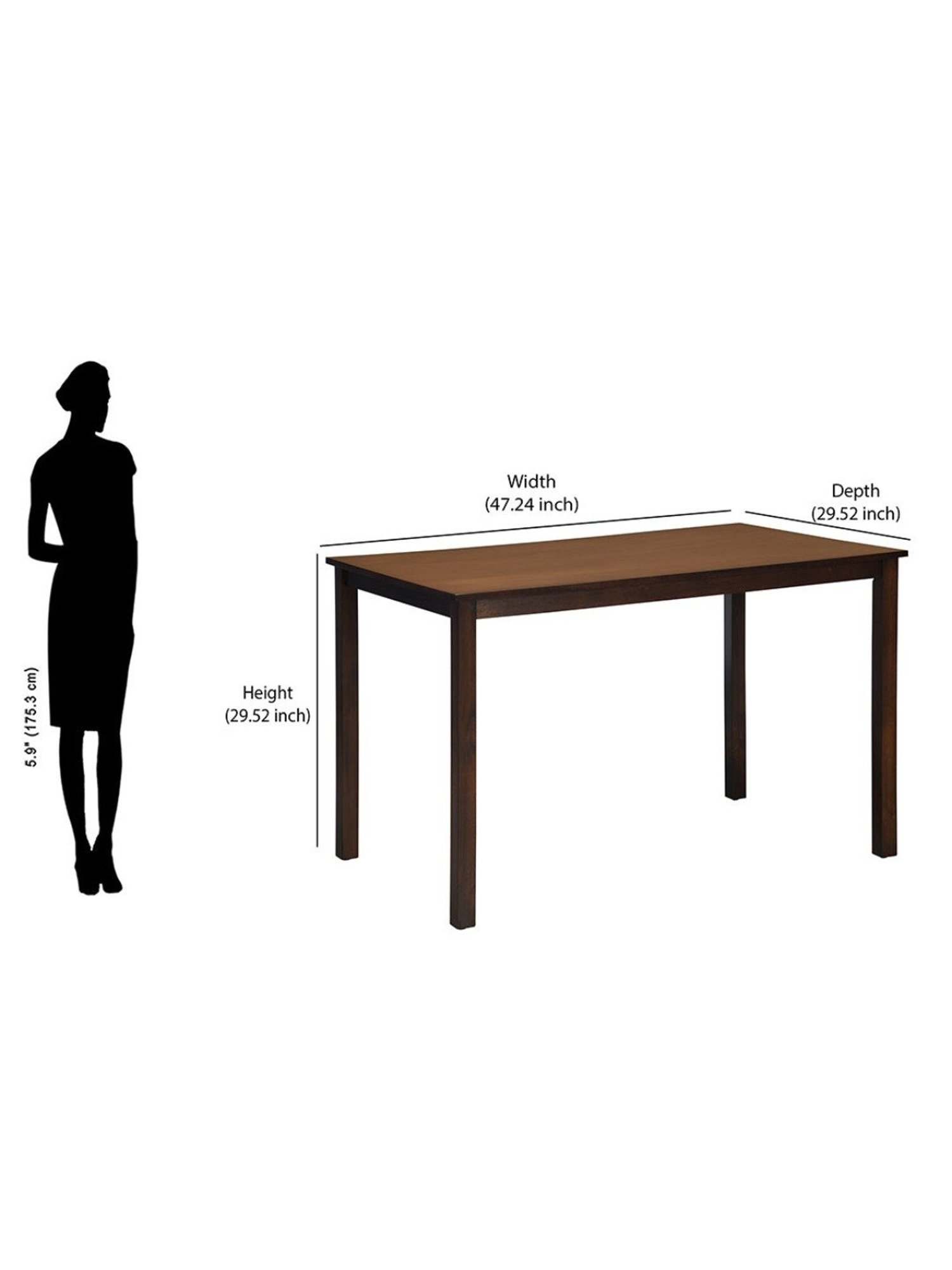 Ikiriya Kingston Printed Brown & Blue Wood 4 Seater Dining Table Set Teak Finish