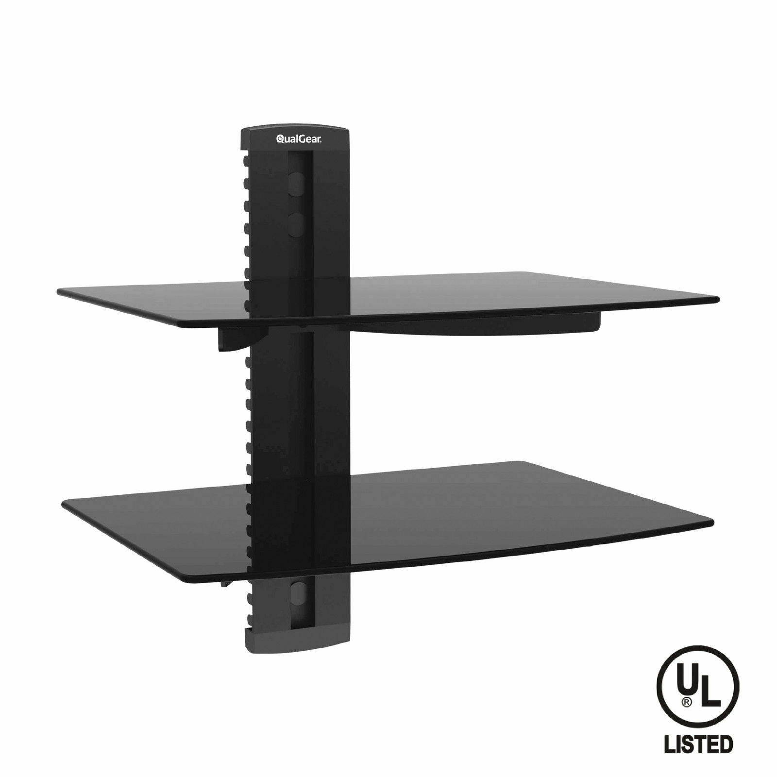 QualGear&reg; Universal Dual Shelf Wall Mount for A/V Components upto 8kgs/17.6lbs(x2), Black (QG-DB-002-BLK)