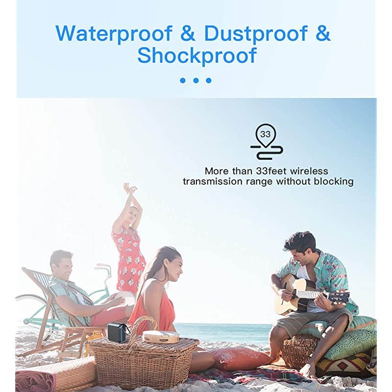 Waterproof Bluetooth Speaker with FM Radio IPX7 Waterproof Speaker Bluetooth Wireless Small Speaker TWS Stereo 10H Playtime for Shower Bath Pool Boat Beach Home Party Travel 2019