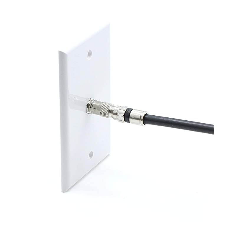 Video Wall Jack for Coax Cable F Type Coaxial Wallplate (Wall Plate) - 3 GHz Coupler Approved for Comcast, DIRECTV, Satellite Dish, and Antennas (50 Pack)