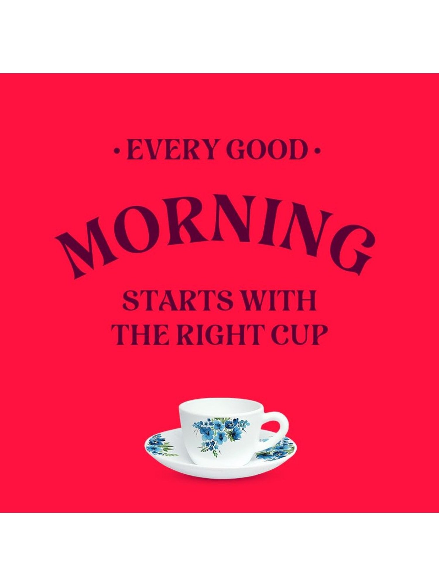 India Circus Floral Blue Bone China Cup Saucer (Set of 8)