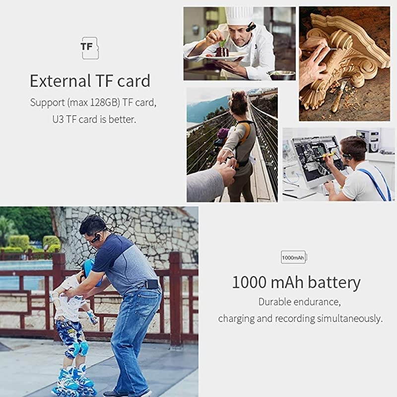 4K Camcorder Lightweight Mini Video Camera  EP6 Head Wearable Video Camera Full HD 1080P 60FPS Mini Vlog Camera Recorder with WiFi and Remote Control(with 32GB Micro SD Card)