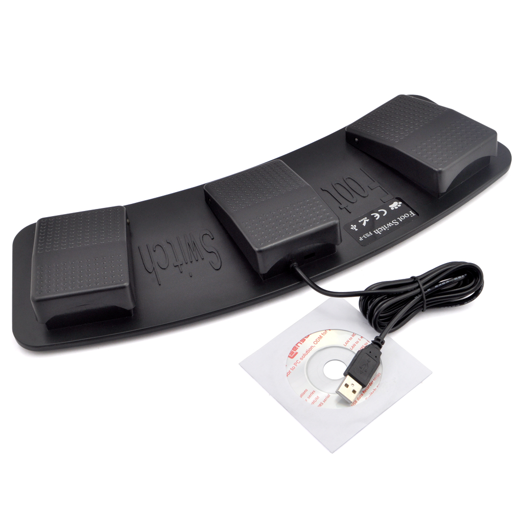 iKKEGOL Mechanical USB Foot Control Action Three 3 Triple Switch Pedal HID free Drive for Game Keyboard Mouse PC laptop