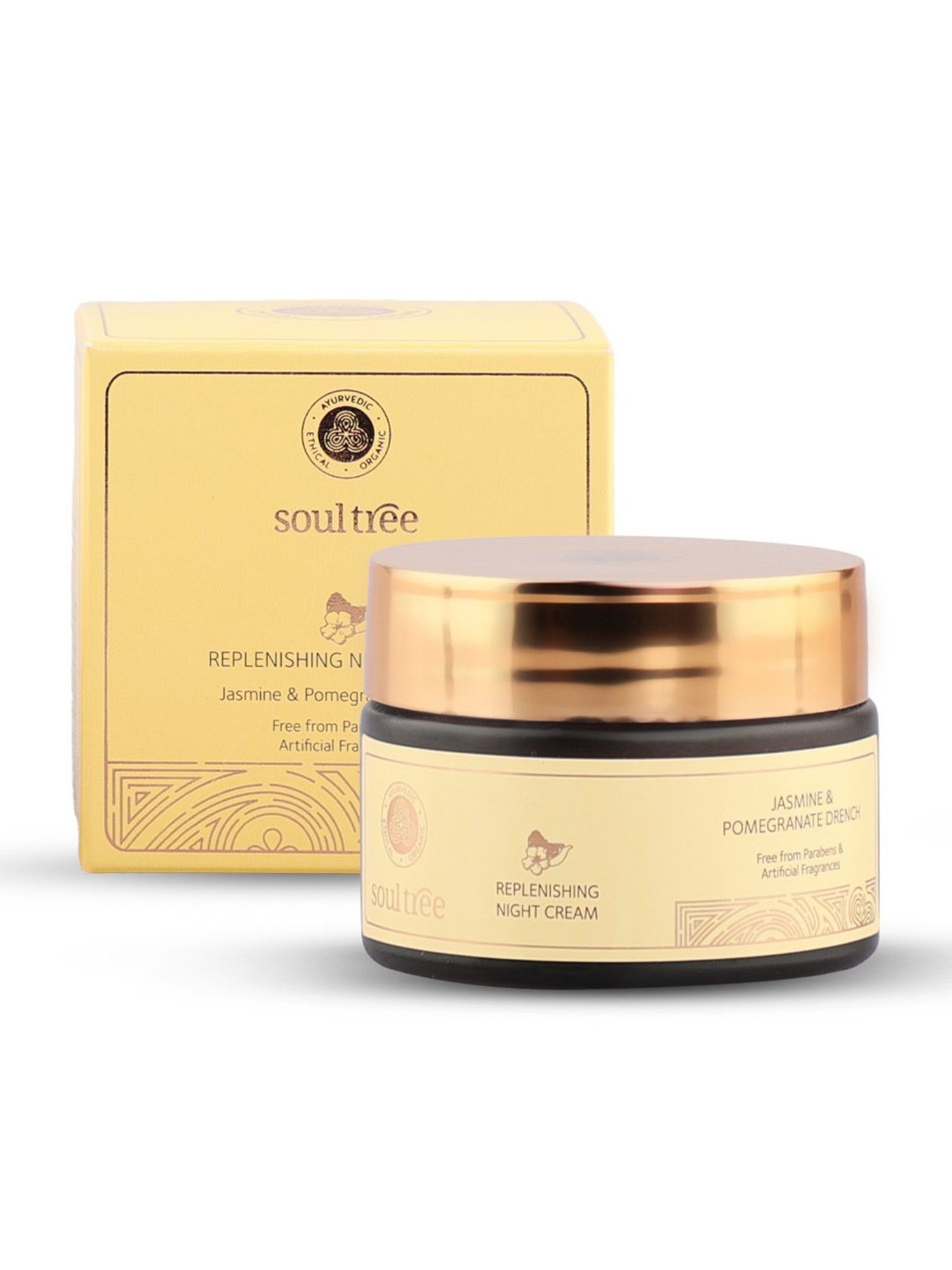 SoulTree Replenishing Night Cream - Jasmine & Pomegranate Drench - 25 gm | Ayurvedic Cream