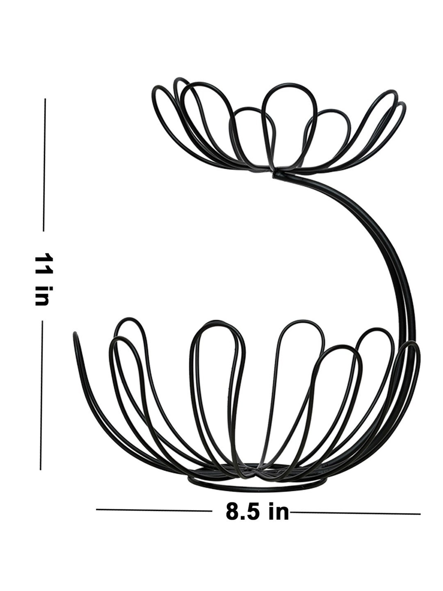 Nestroots Solid Black Iron 2 Tier Round Net Fruit Baskets