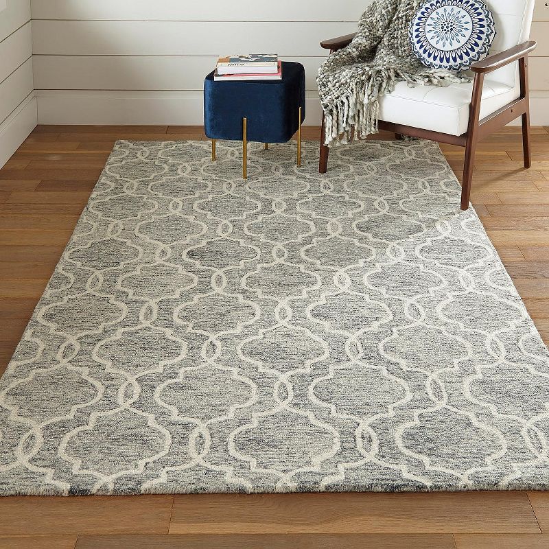 8'x10' Rectangle Hand Made Tufted Ogee Wool Area Rug Gray - Feizy