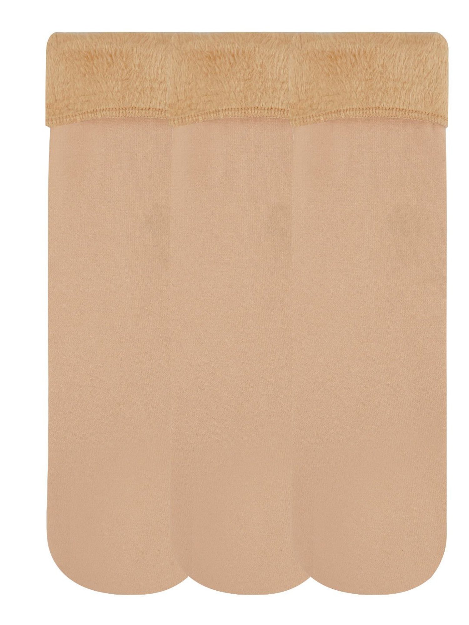 NEXT2SKIN Beige Nylon Fur Winter Socks (Pack Of 3)