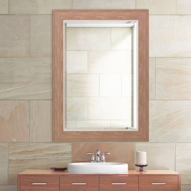 31.5" x 43.5" Textured Mat Liner Frame Mirror Walnut - Head West