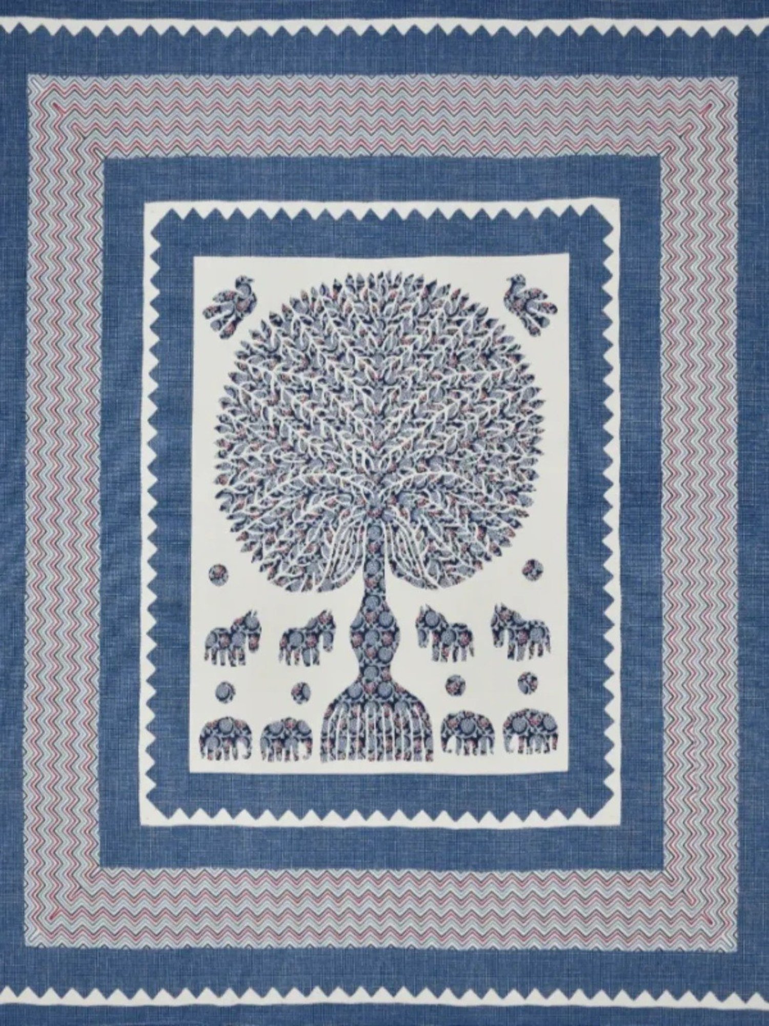 Living Roots Abstract Blue 240 TC Cotton Bedsheet with 2 Pillow Covers