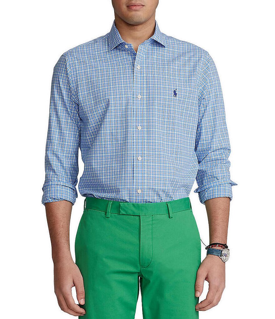 Polo Ralph Lauren Big & Tall Plaid Poplin Natural Stretch Long-Sleeve Woven Shirt