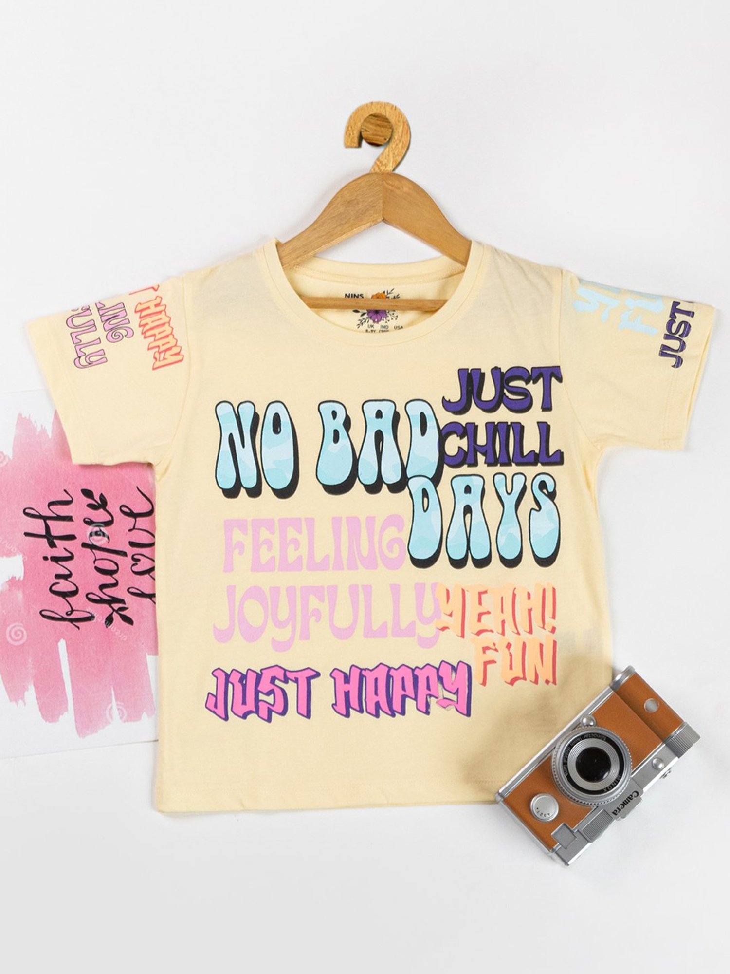 NINS MODA Kids Light Beige Graphic Print Top