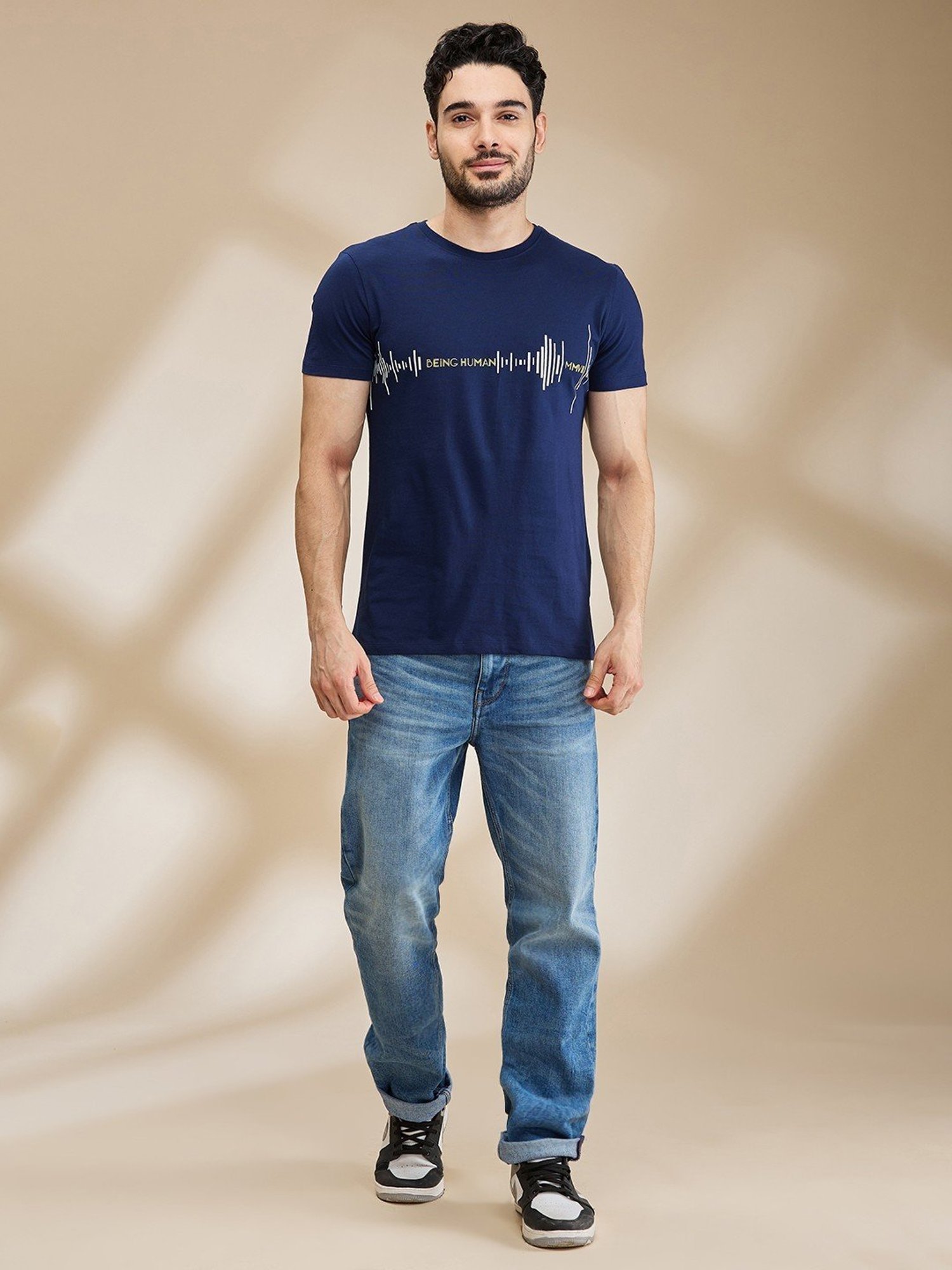 Being Human Navy Regular Fit Printed T-Shirt