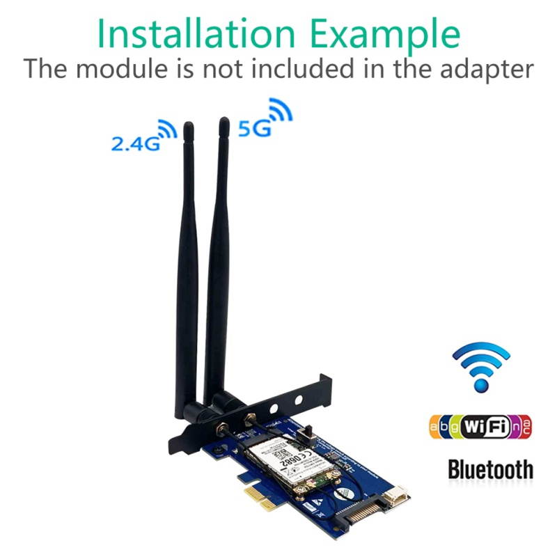 Mini PCI Express to PCI-E X1 Network Card Adapter for WiFi 3G/4G/LTE SIM Slot Blue + Black