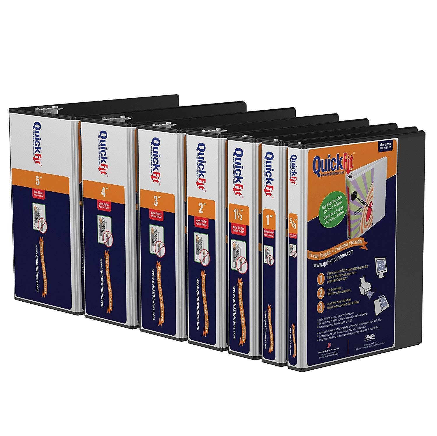 QuickFit View Binder, 1 Inch, Angle D Ring, Black (87011)