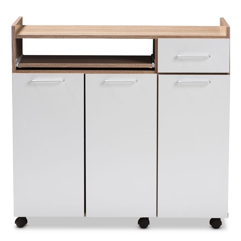 Charmain Modern and Contemporary Light Oak and Finish Kitchen Cabinet White/Brown - Baxton Studio
