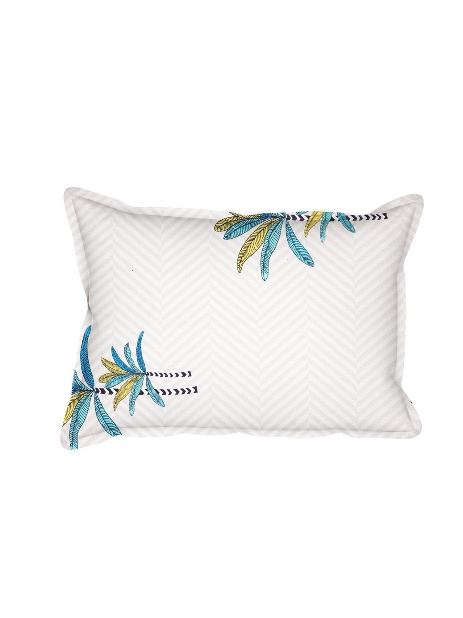 SEJ by Nisha Gupta Abstract Blue 144 TC Cotton Double Bed Sheet with 2 Pillow Covers