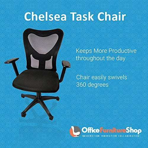 Executive Comfortable Chelsea Office Chair With Tilt Tension Adjustment Knob, Ergonomic for Computer Desk, Lumbar Posture Support, Durable Mesh - BLACK COLOR