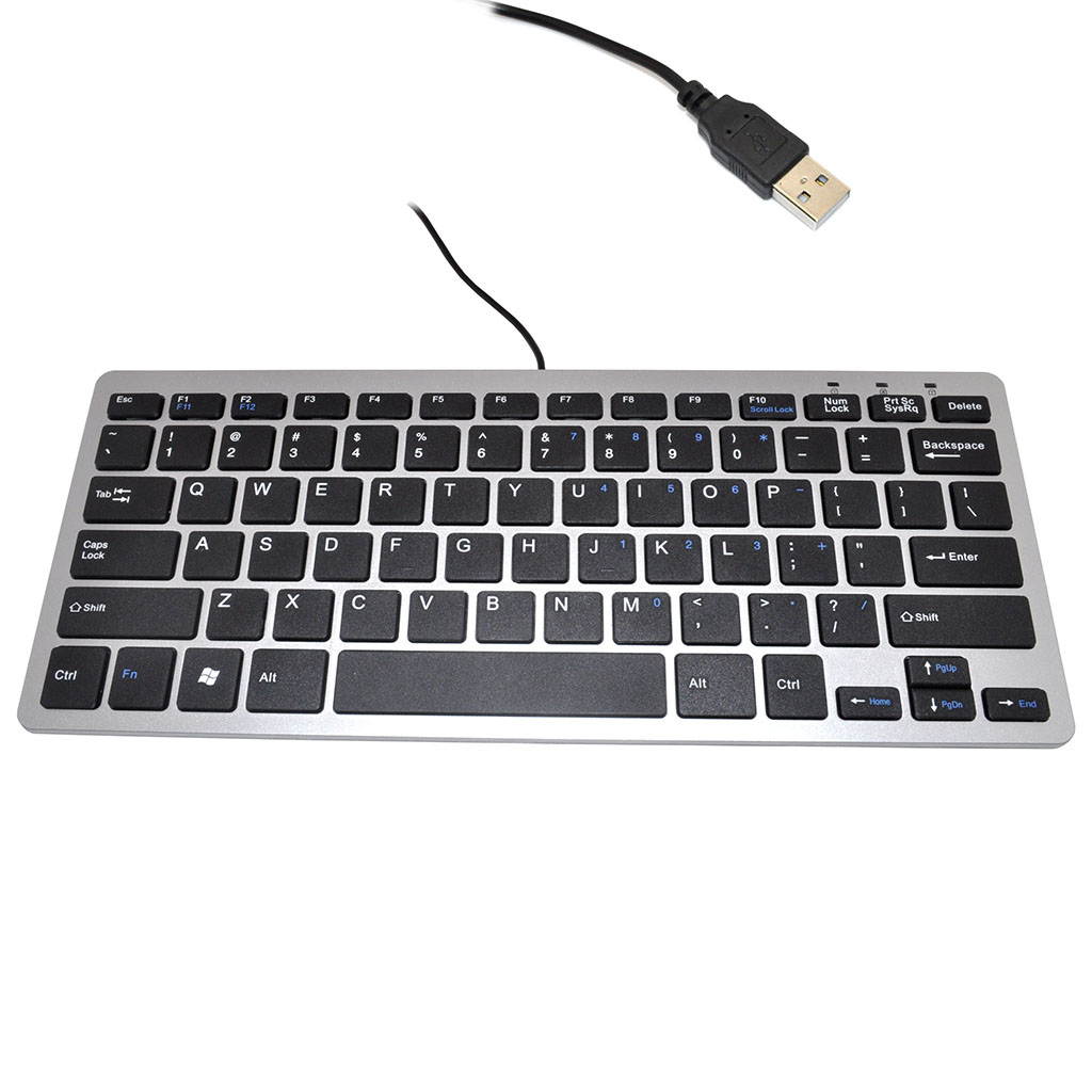 iKKEGOL Mini USB Slim Wired 78 Key Small Compact Keyboard for Desktop Laptop PC Win 7 - Black