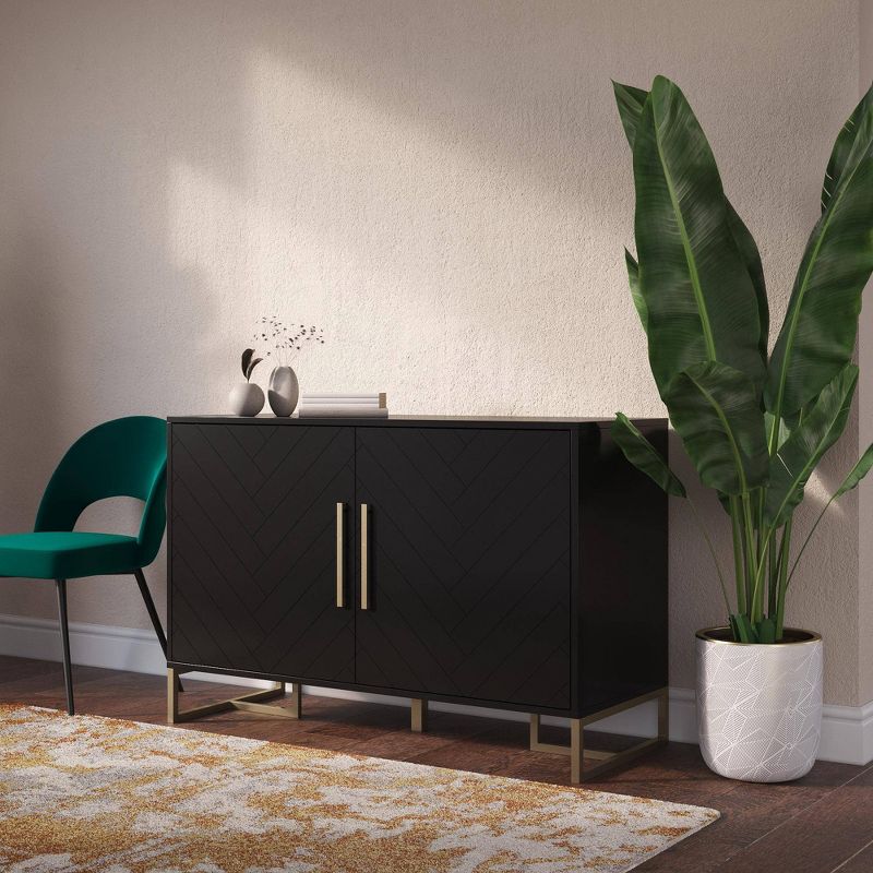 Herringbone Console Unit Black - CosmoLiving by Cosmopolitan