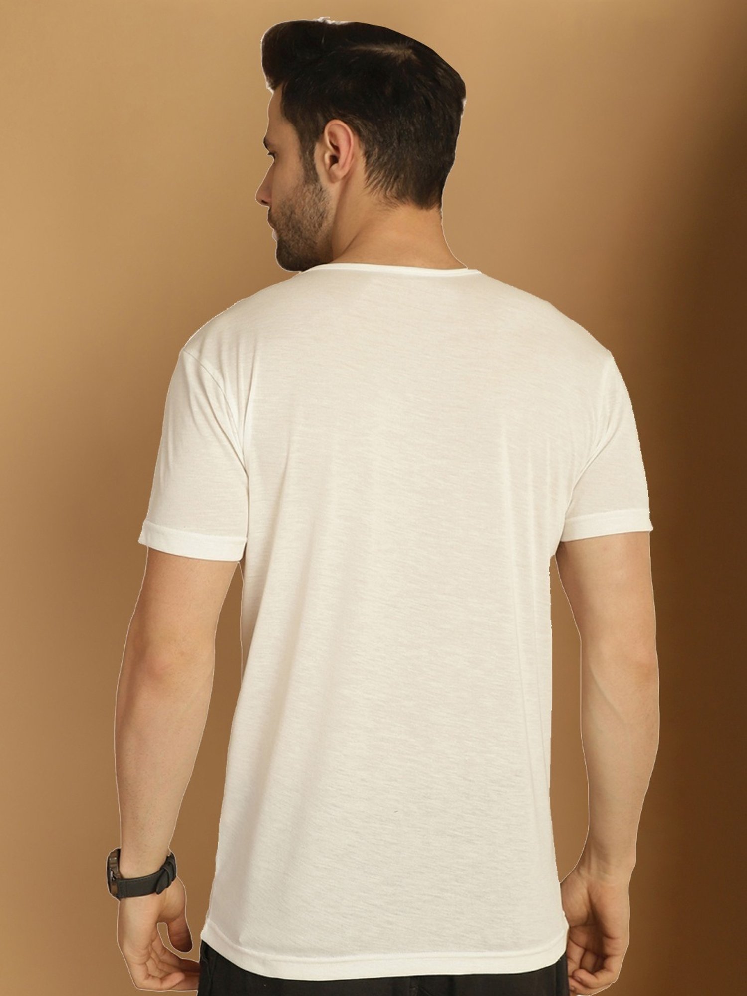Vimal Jonney Black & White Regular Fit T-Shirt